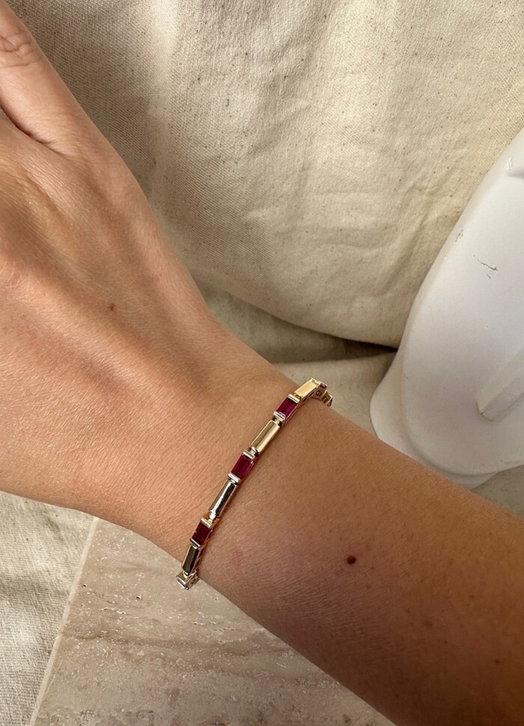 Xuping rose gold | fuşya taşlı 3 mm bileklik