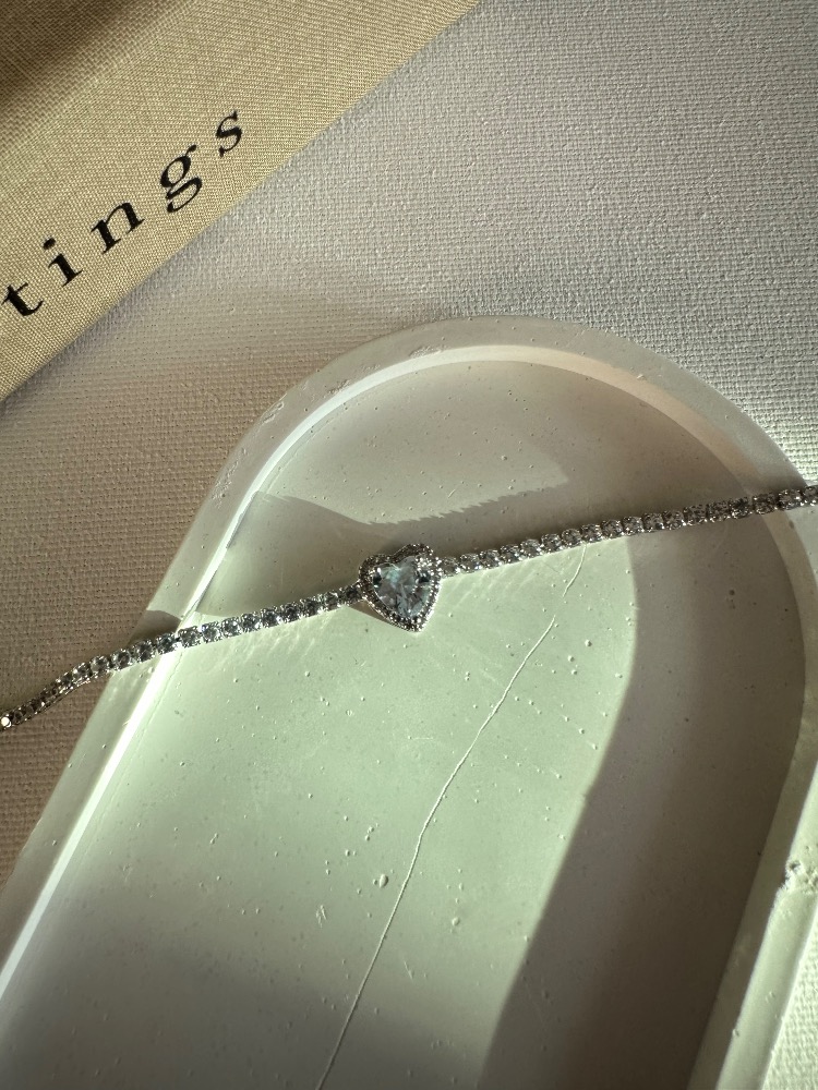 Vip Silver Su Yolu Büyük Kalp Desen Bileklik