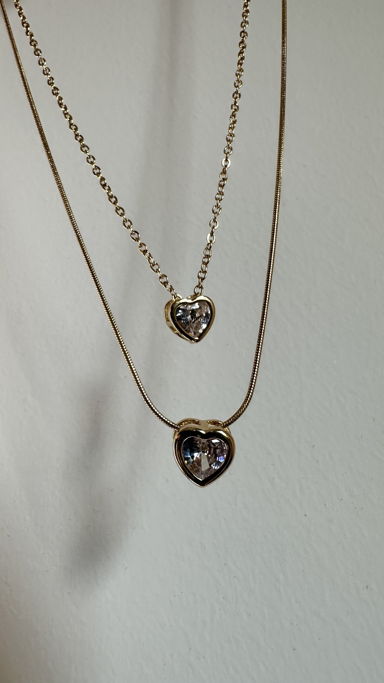 Çelik gold 2 li kolye
