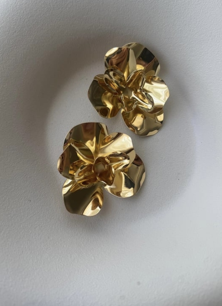 Vip gold çiçek küpe