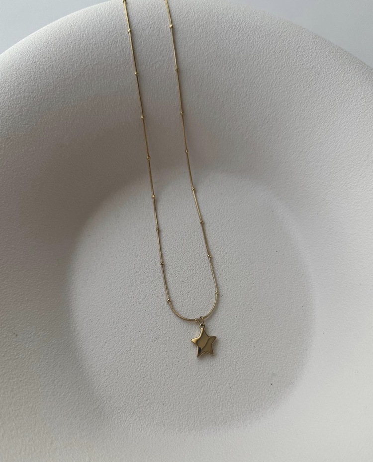 Çelik Gold Yıldız Desen Kolye