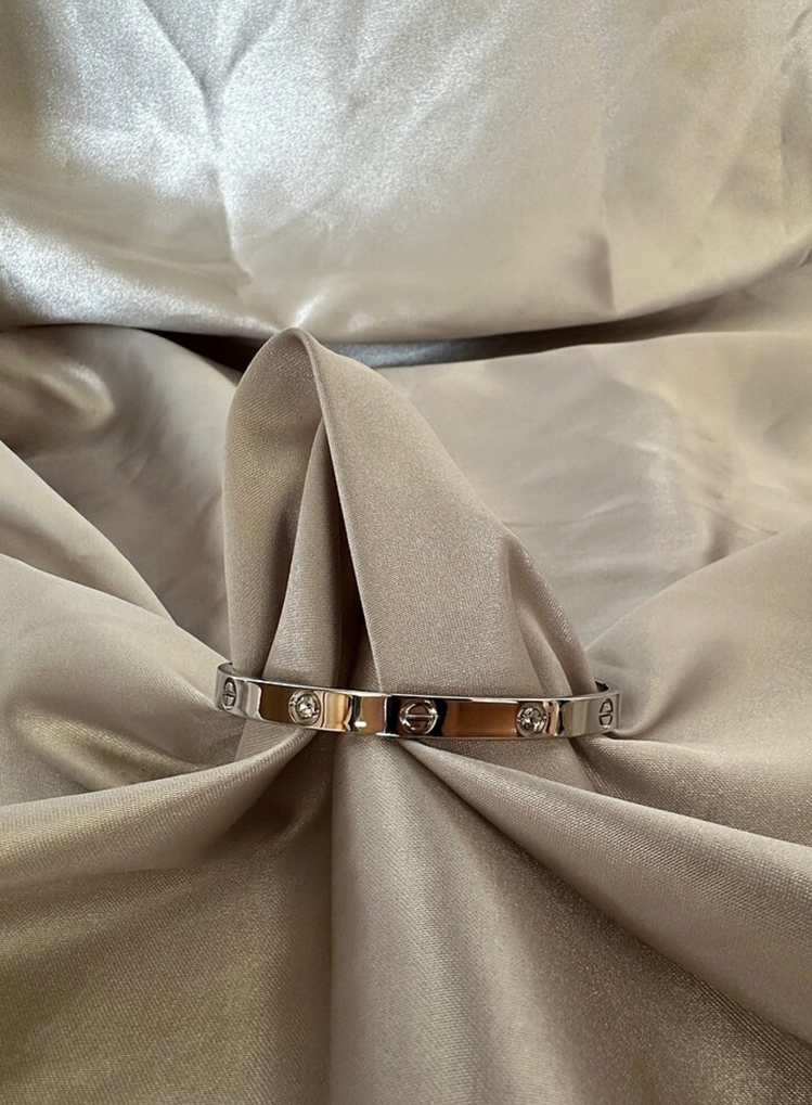 Crtier marka çelik silver taşlı 6 mm kelepçe
