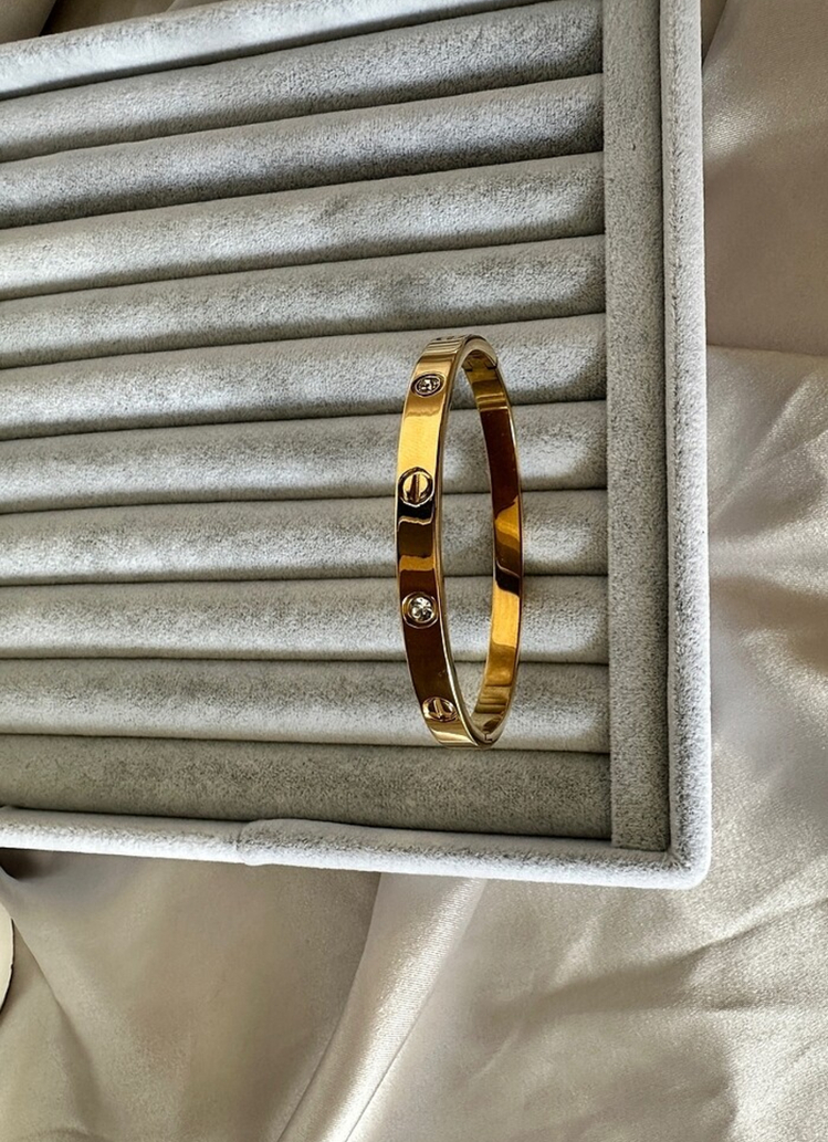 Crtier marka çelik gold taşlı 6 mm kelepçe