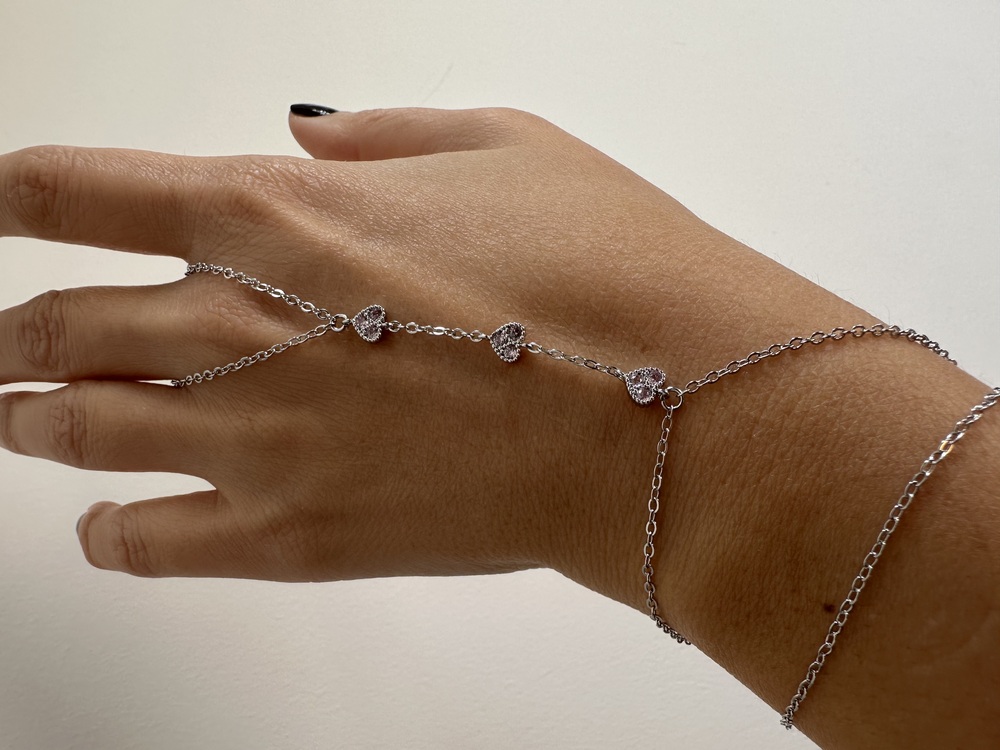 Vip Silver Pembe Taşlı Kalp Desen Şahmeran
