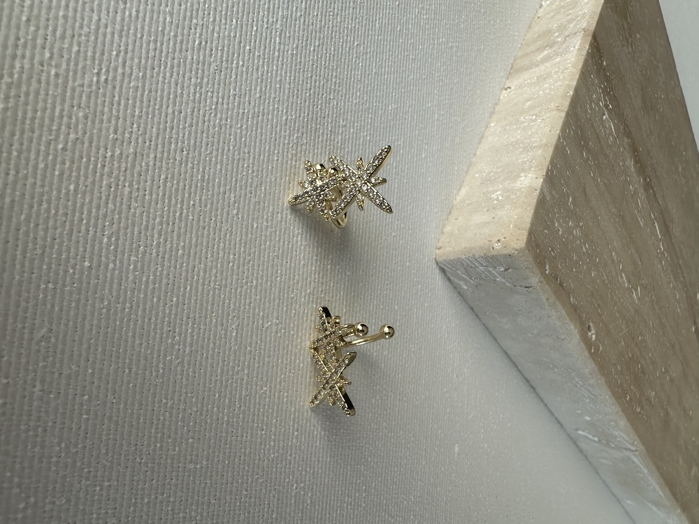 Vip Gold Yıldız Desen Kıkırdak Earcuff ( Tekli )
