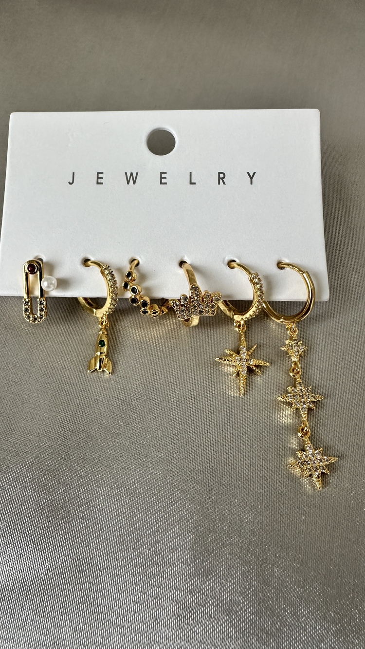 Vip 6 lı gold küpe set
