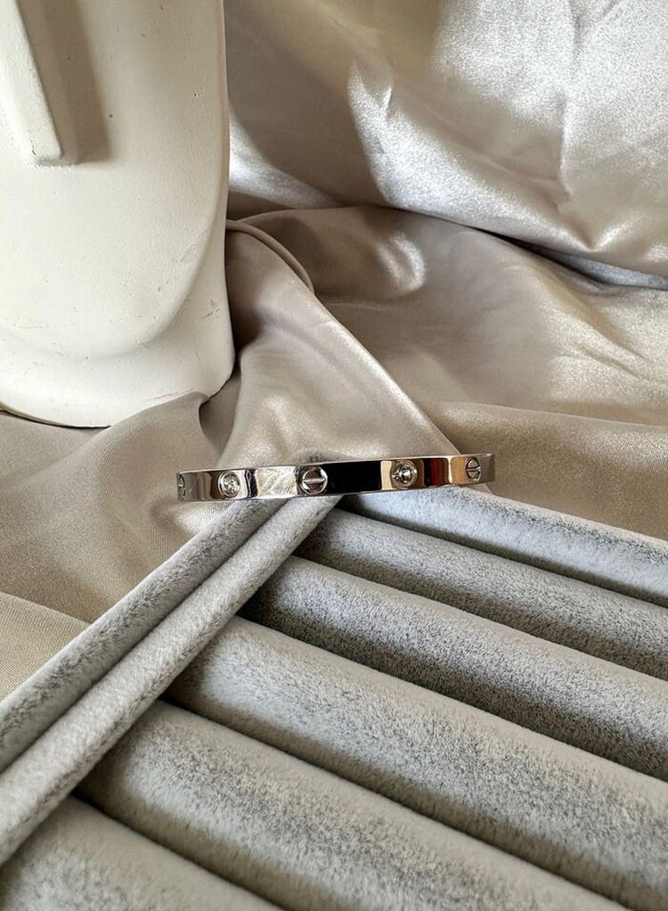Crtier marka çelik silver taşlı 6 mm kelepçe