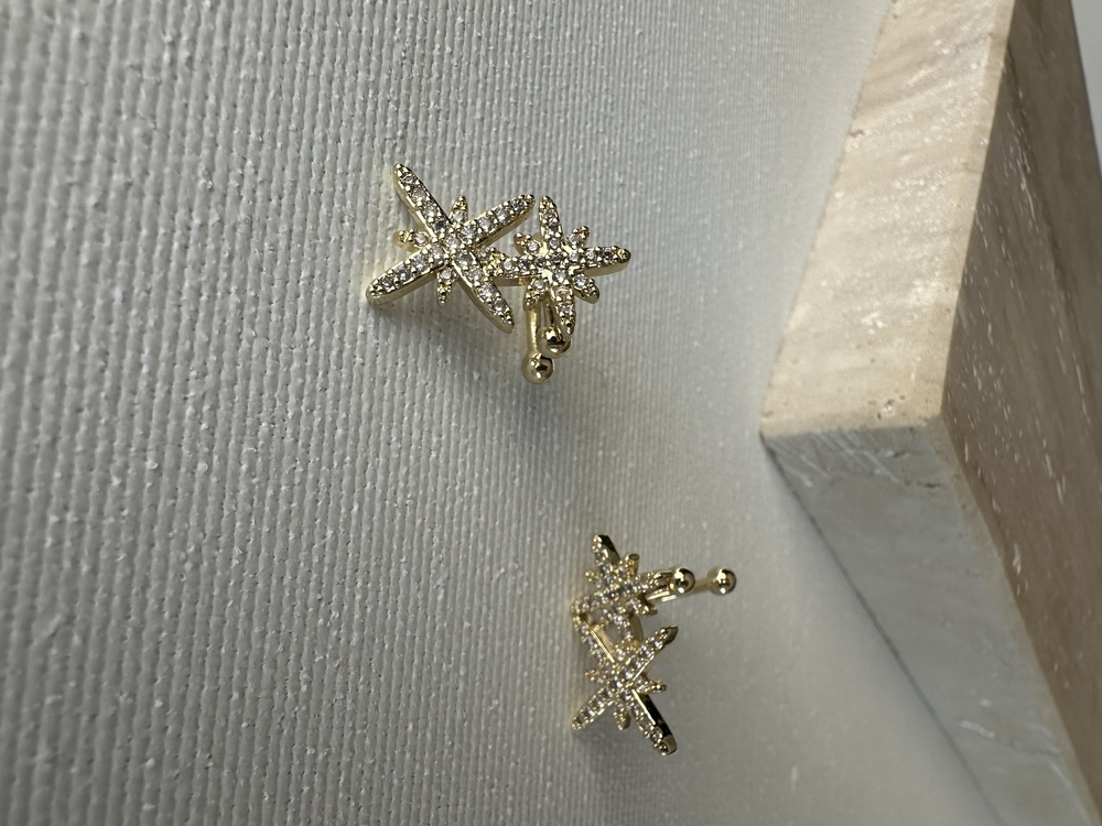 Vip Gold Yıldız Desen Kıkırdak Earcuff ( Tekli )
