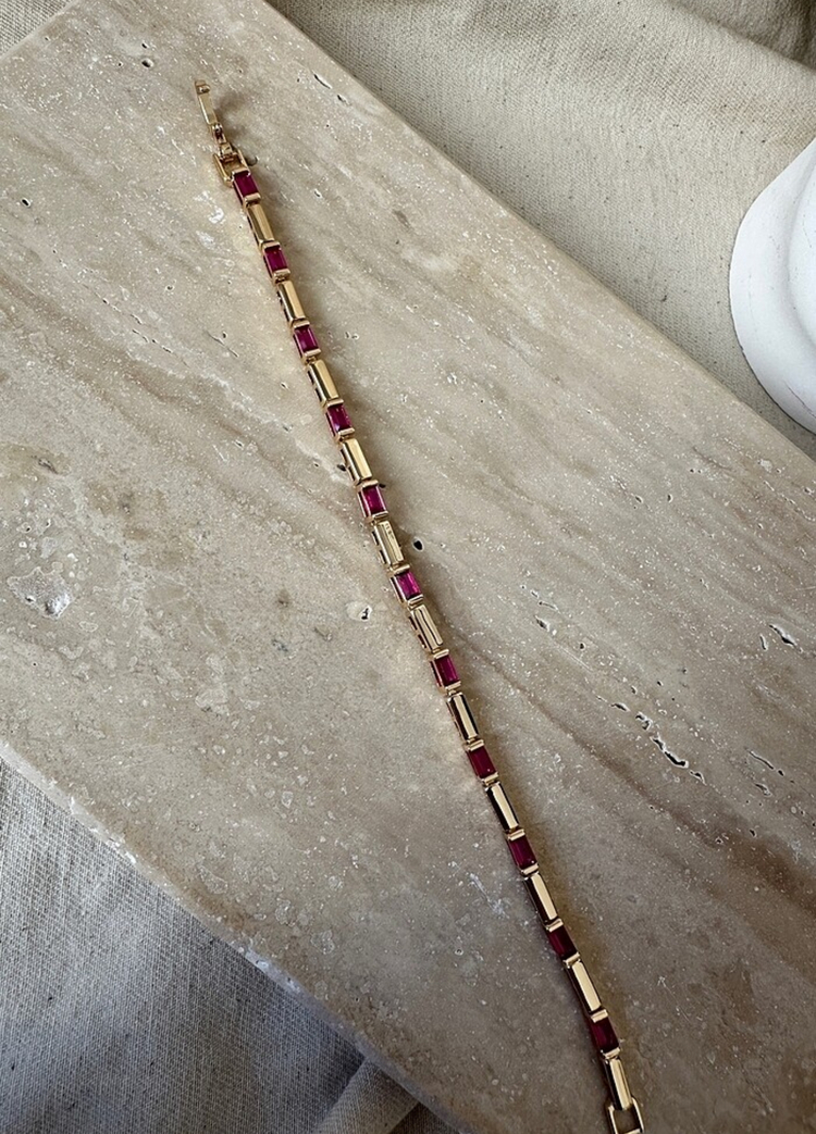 Xuping rose gold | fuşya taşlı 3 mm bileklik