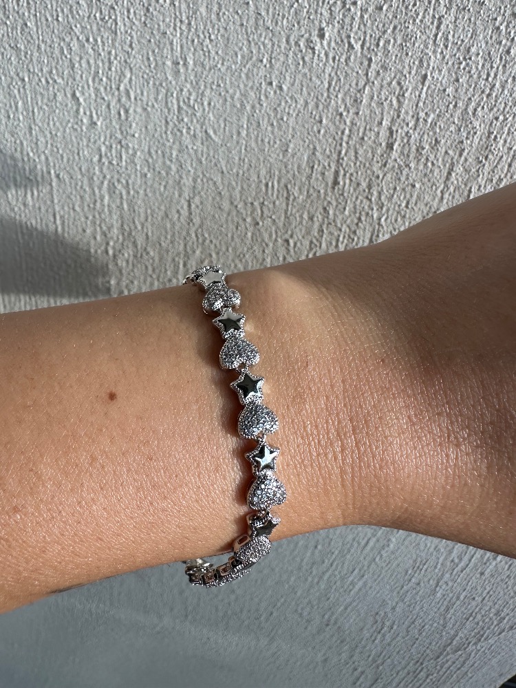 Xuping Silver Kalp ve Yıldız Desen Bileklik