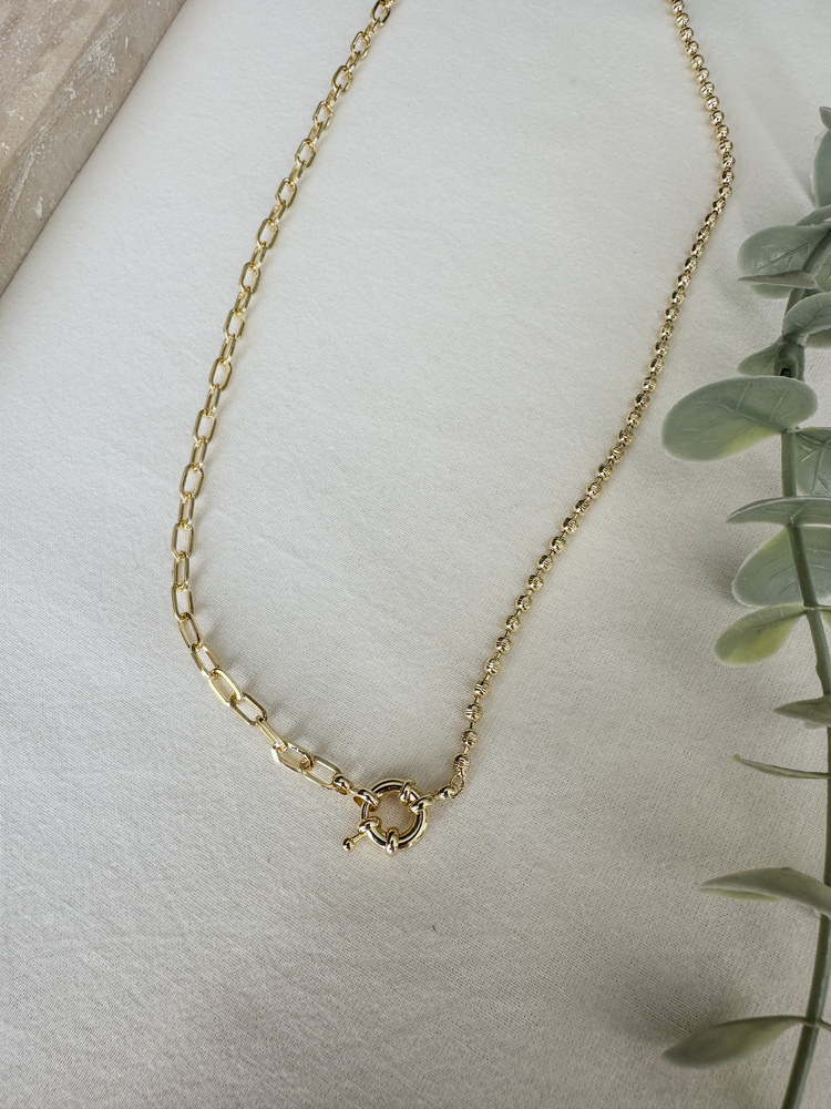 Xuping çift zincir detaylı gold kolye