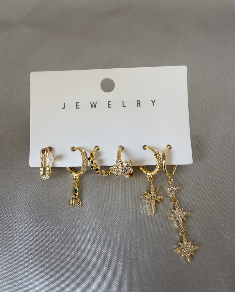 Vip 6 lı gold küpe set