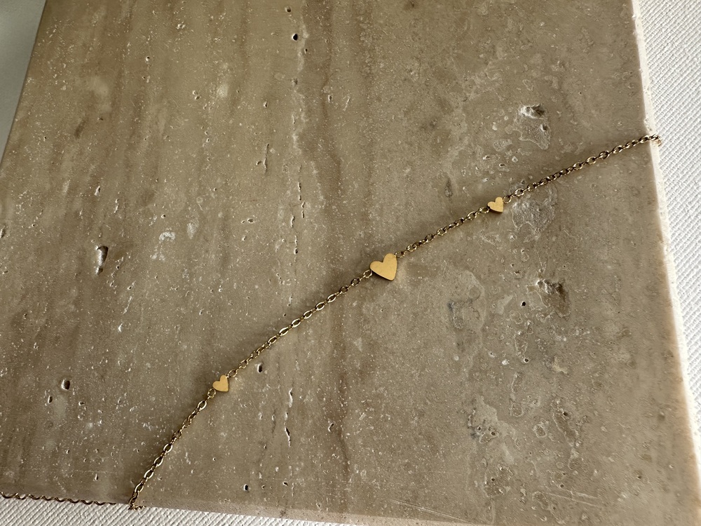 Çelik Gold Kalp Desen Bileklik