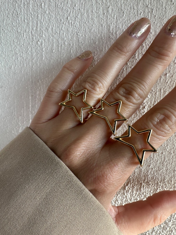 Vip 14k gold Yıldız Desen Ayarlanabilir Yüzük (tekli)