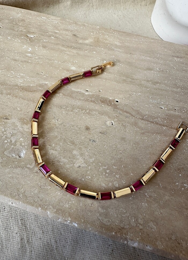 Xuping rose gold | fuşya taşlı 3 mm bileklik
