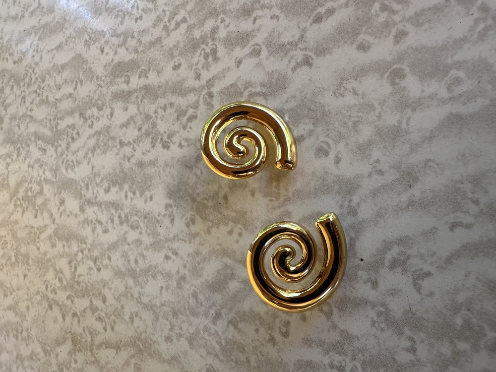 Spiral çelik gold küpe