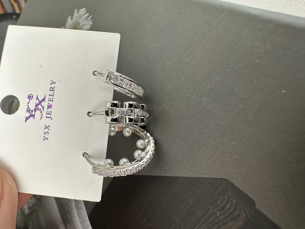 Ysx Vip silver renkte 3 lü küpe seti