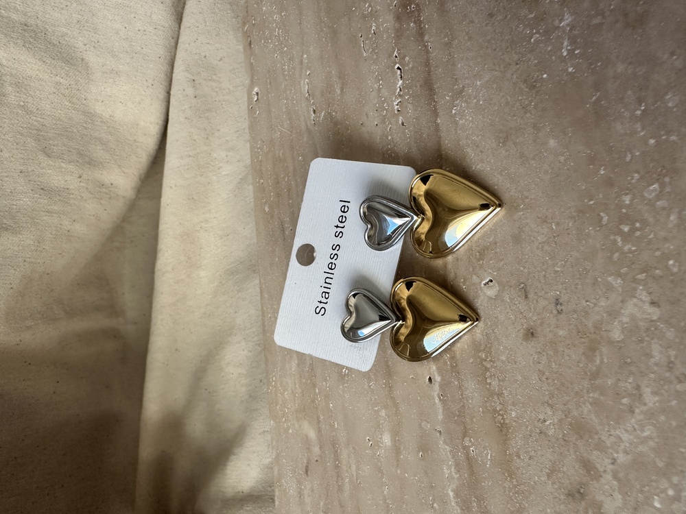 Çelik gold silver küpe