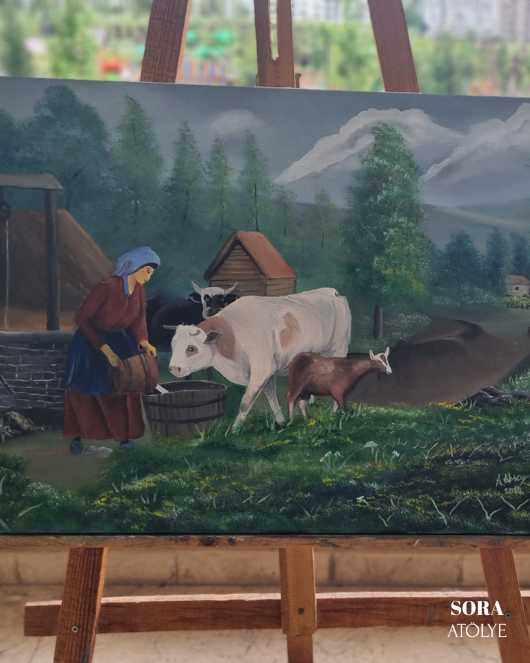 İneklere Su Veren Köylü Kızı