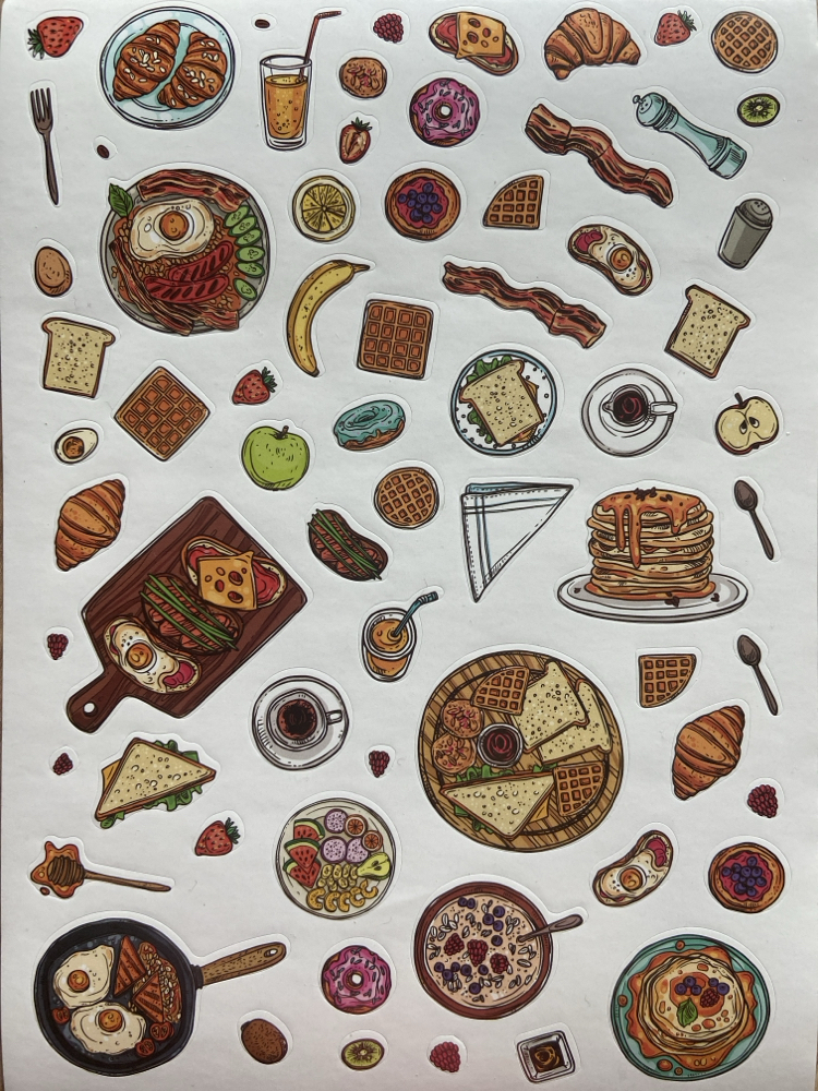 Renkli stickerlar Mutfak aletleri,şişe,konserve temaları