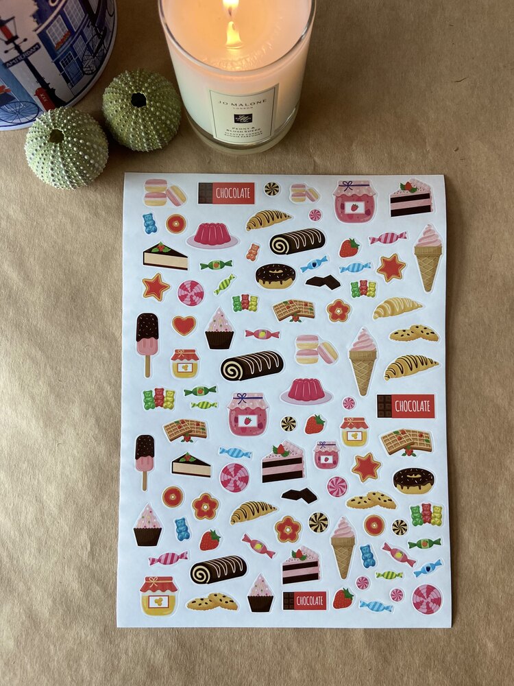 Renkli stickerlar Şekerlemeler,dondurmalar temalı 1