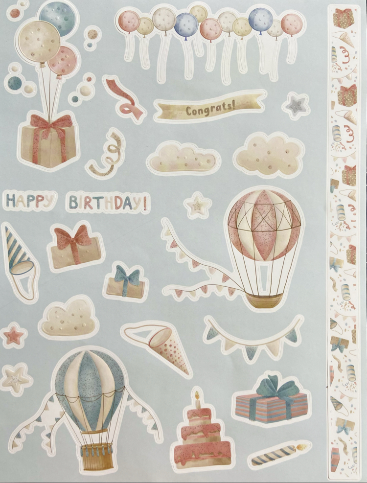 Doğum günü Temalı Ajanda ve Journal Sticker Seti