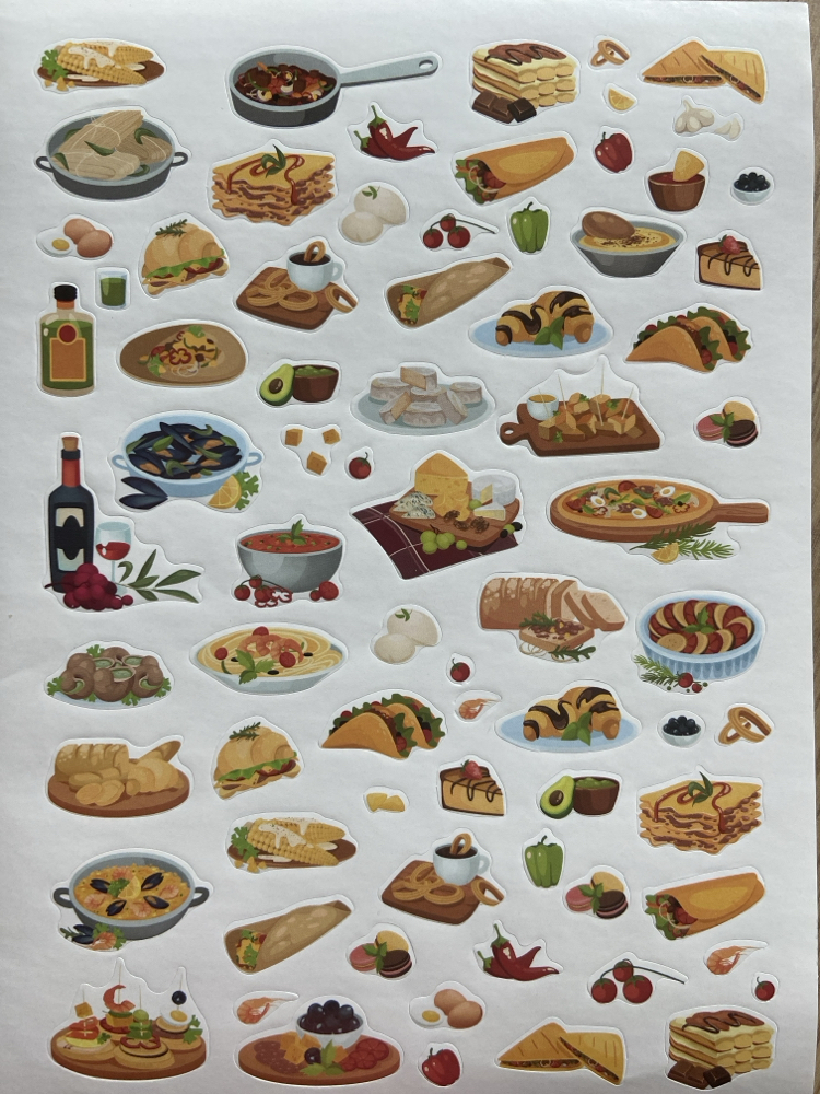 Renkli stickerlar Mutfak aletleri,şişe,konserve temaları