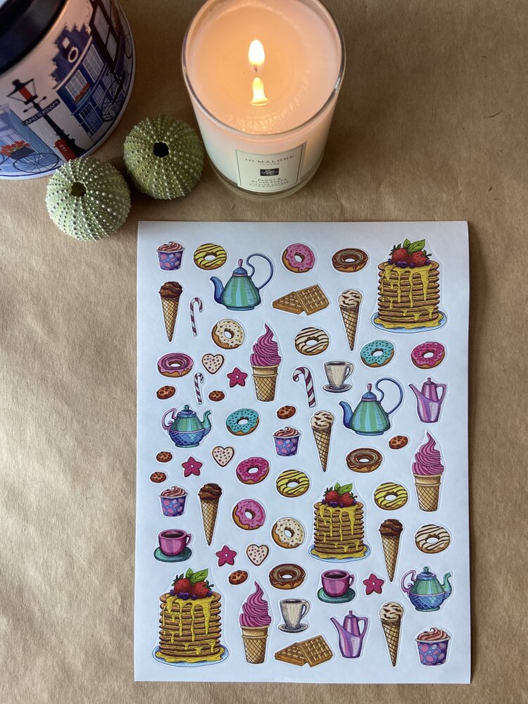 Renkli stickerlar Şekerlemeler,dondurmalar temalı 1