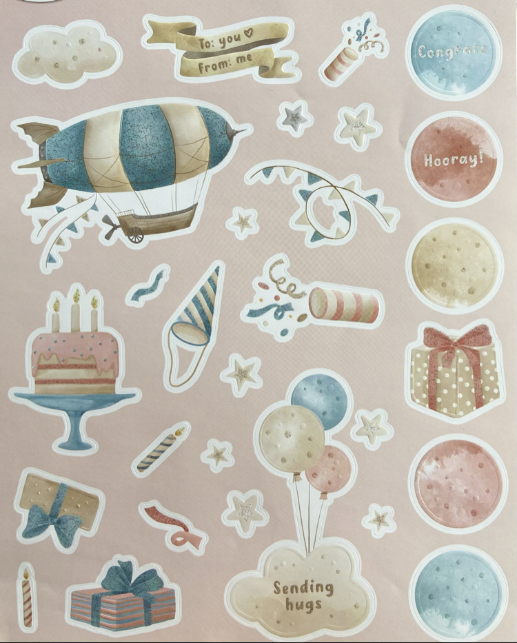 Doğum günü Temalı Ajanda ve Journal Sticker Seti