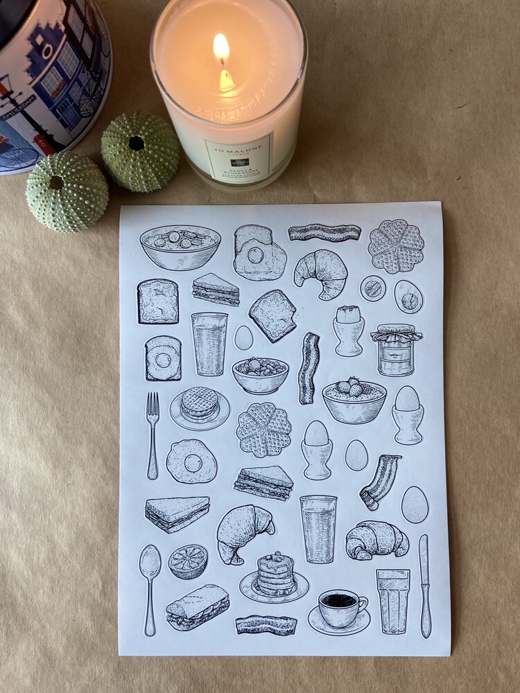 Siyah beyaz farklı temalı stickerlar