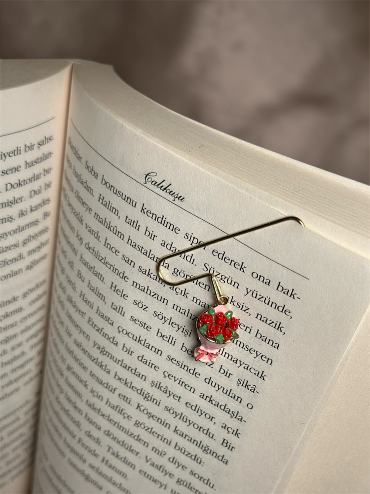 Kırmızı Gül Buketi Kitap Ayracı (Plastik Değildir Minelidir)