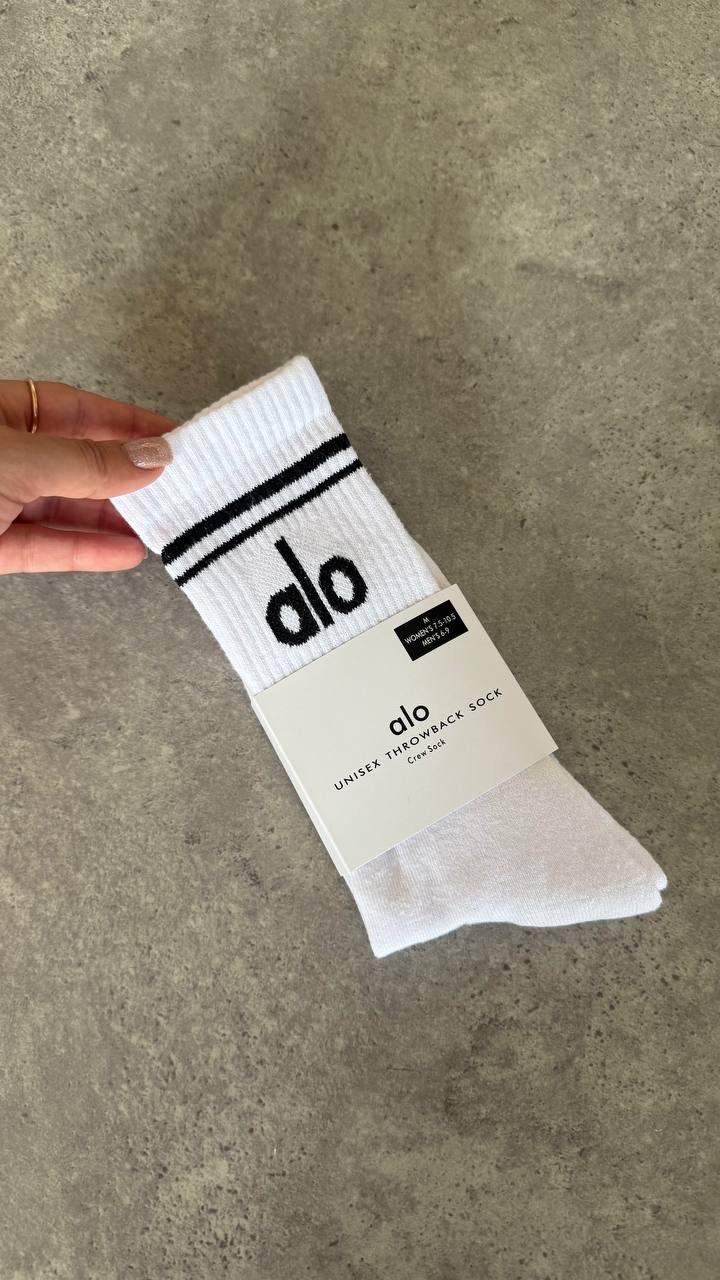 Alo Yoga Unisex Çorap - White/Black (Premium)