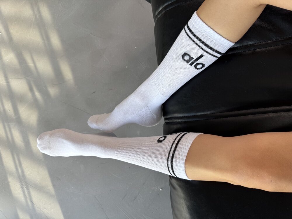 Alo Yoga Unisex Çorap - White/Black (Premium)