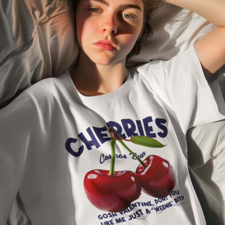 Cherries Kiraz Dijital Baskılı Unisex Tshirt, 1102