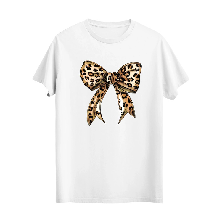  Leopar Desenli Kurdela Baskılı Unisex Tshirt, 1104