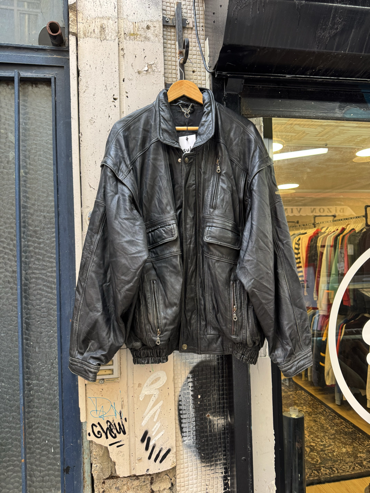 Vintage Bomber Deri Ceket XL