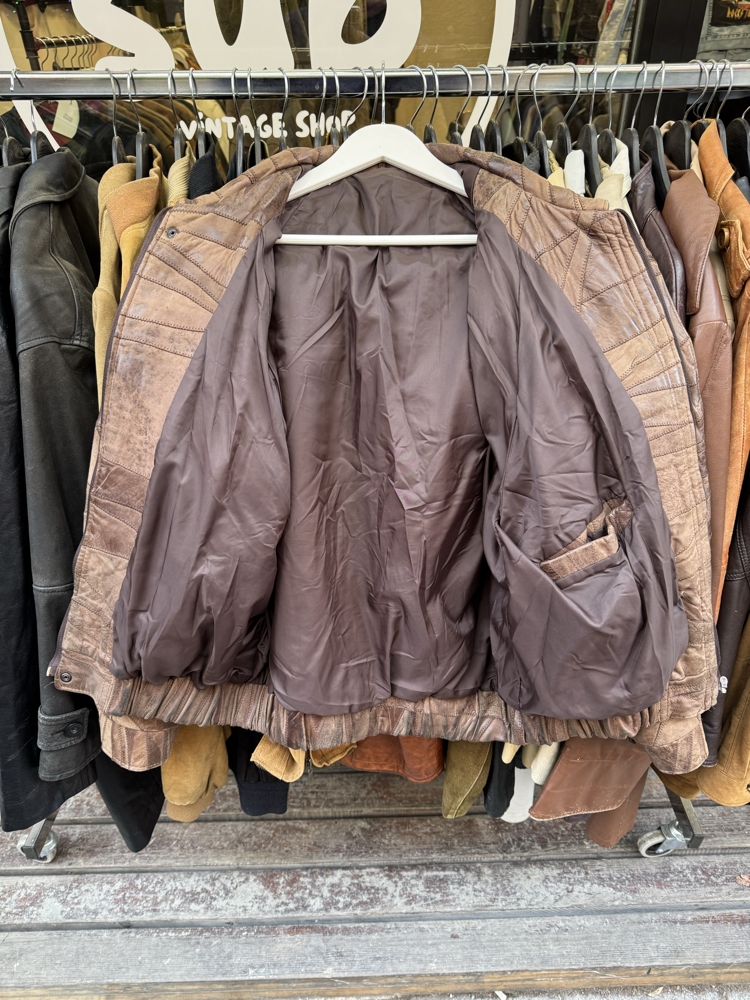 Vintage Bomber Deri Ceket L