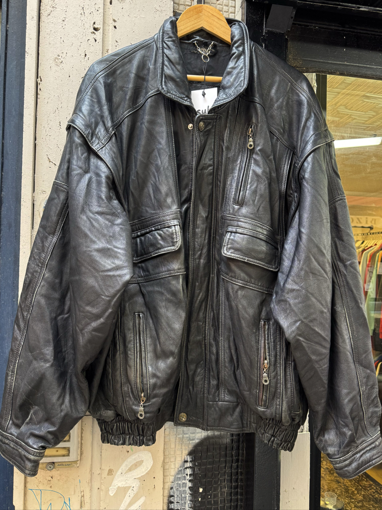 Vintage Bomber Deri Ceket XL