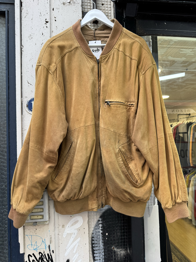 Vintage Süet Bomber Ceket XL
