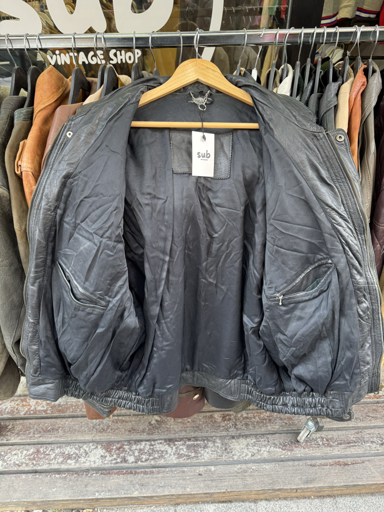Vintage Bomber Deri Ceket XL