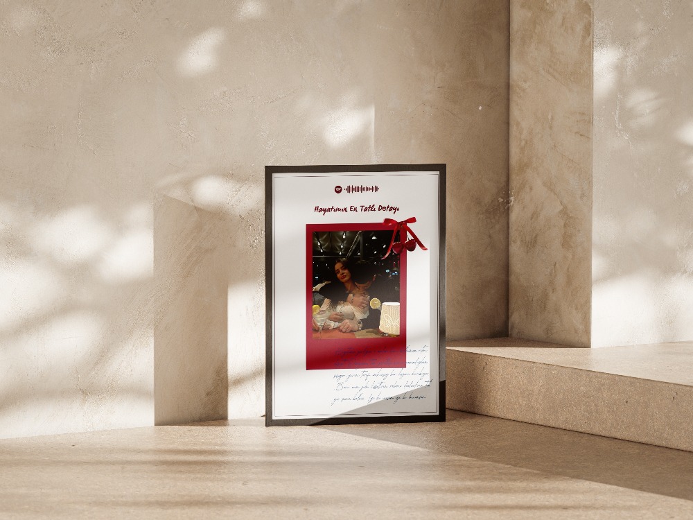 Hayatımın En Tatlı Detayı" Spotify Barkodlu & Kurdeleli Coquette Poster