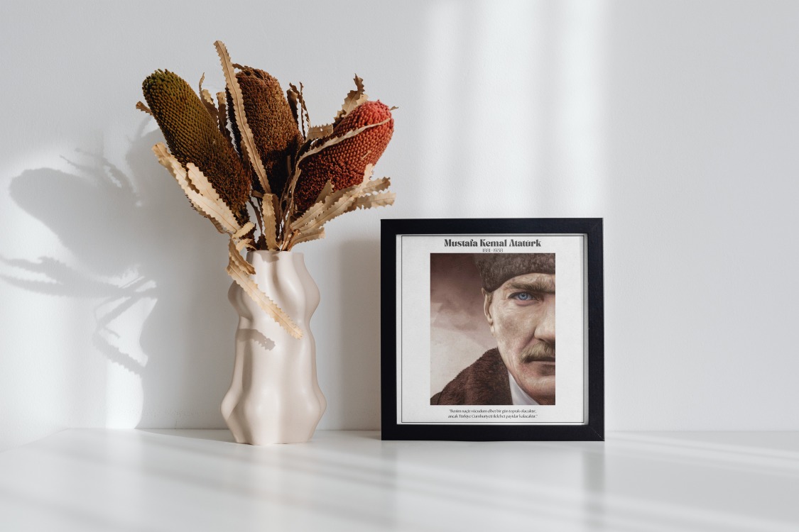 Atatürk Sözlü Portre Tablosu | Modern Minimalist Duvar Tablosu