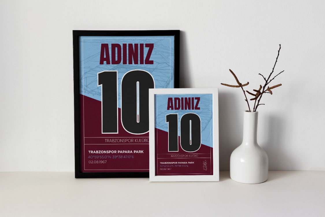 Trabzonspor İsimli Forma Tasarımı Posteri | Kişiselleştirilmiş Taraftar Hediyesi