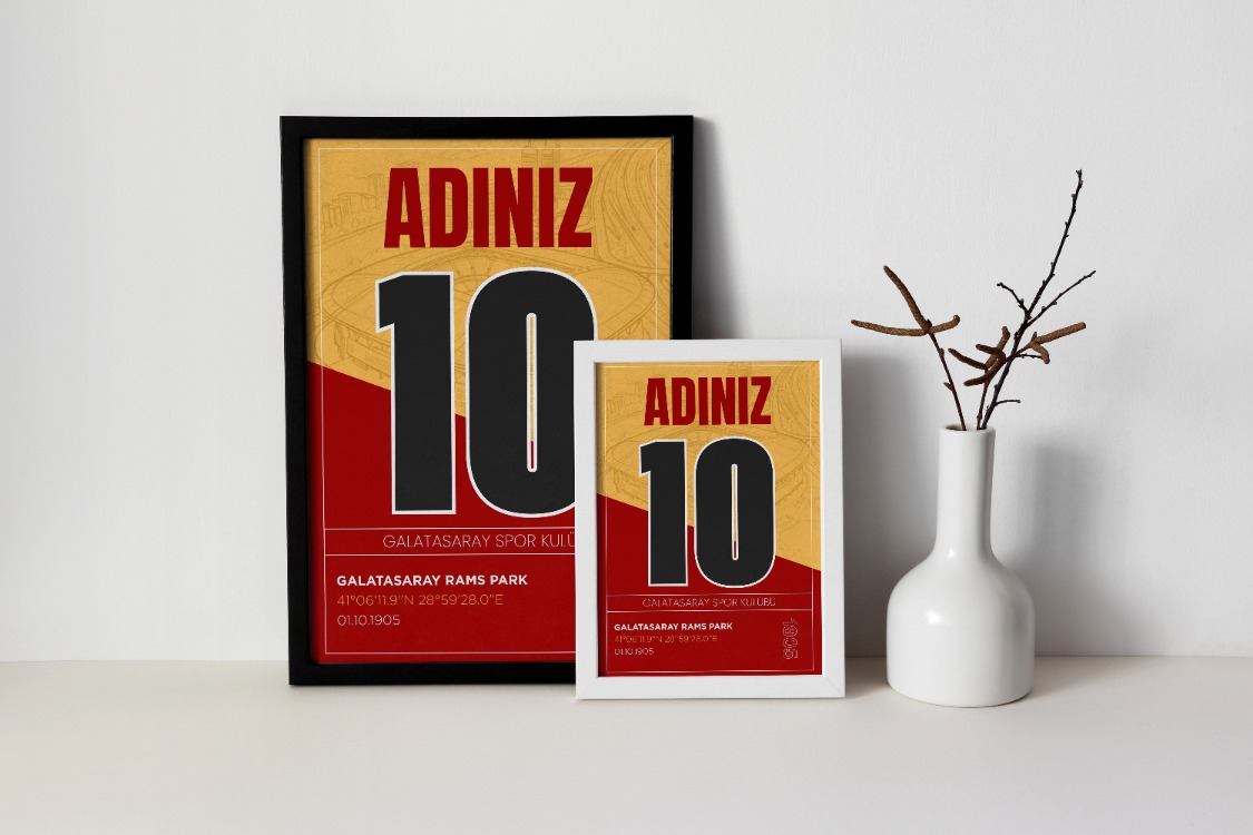 Galatasaray İsimli Forma Tasarımı Posteri | Kişiselleştirilmiş Taraftar Hediyesi