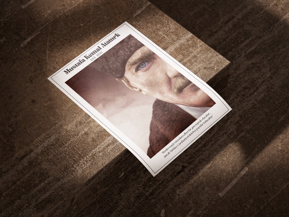 Atatürk Sözlü Portre Tablosu | Modern Minimalist Duvar Tablosu
