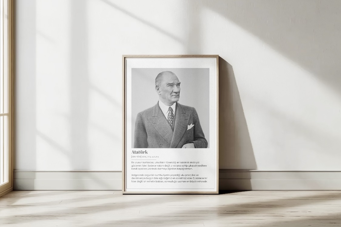 Atatürk Tanımı Tipografik Tablo | Modern ve Minimalist Lider Posteri