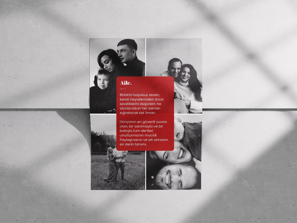 Minimalist Aile Tanımı Posteri | 4 Fotoğraflı Siyah Beyaz Kolaj Tablo