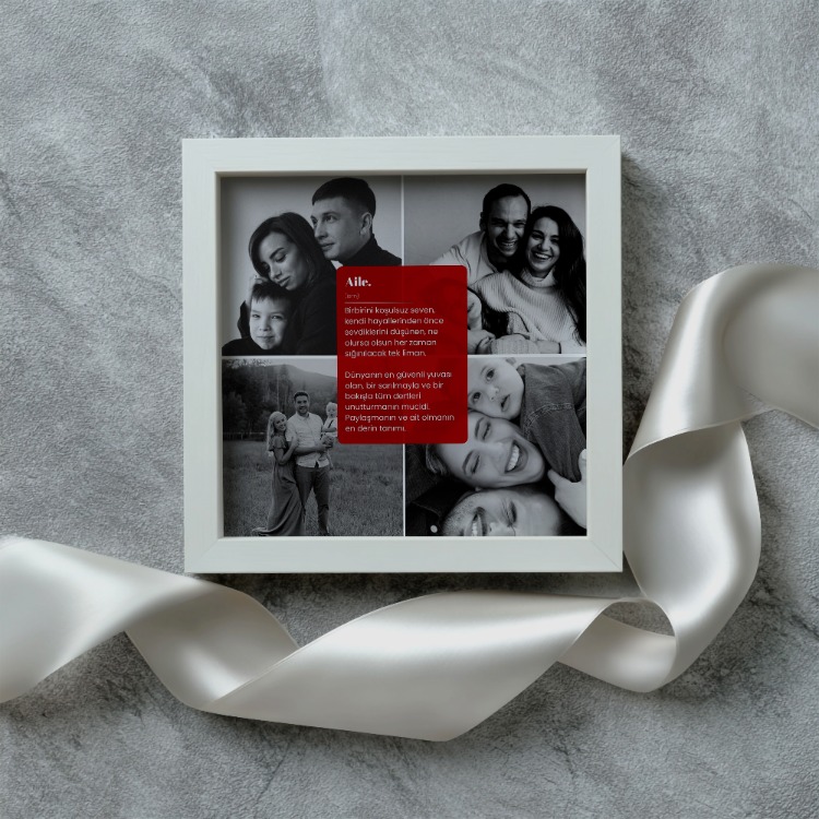 Minimalist Aile Tanımı Posteri | 4 Fotoğraflı Siyah Beyaz Kolaj Tablo