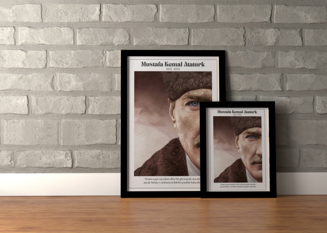 Atatürk Sözlü Portre Tablosu | Modern Minimalist Duvar Tablosu