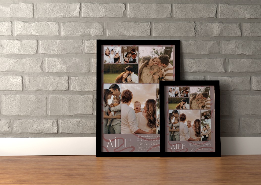 Kişiye Özel Aile Anıları Kolajı | Duygusal Metinli Çoklu Fotoğraf Tablosu